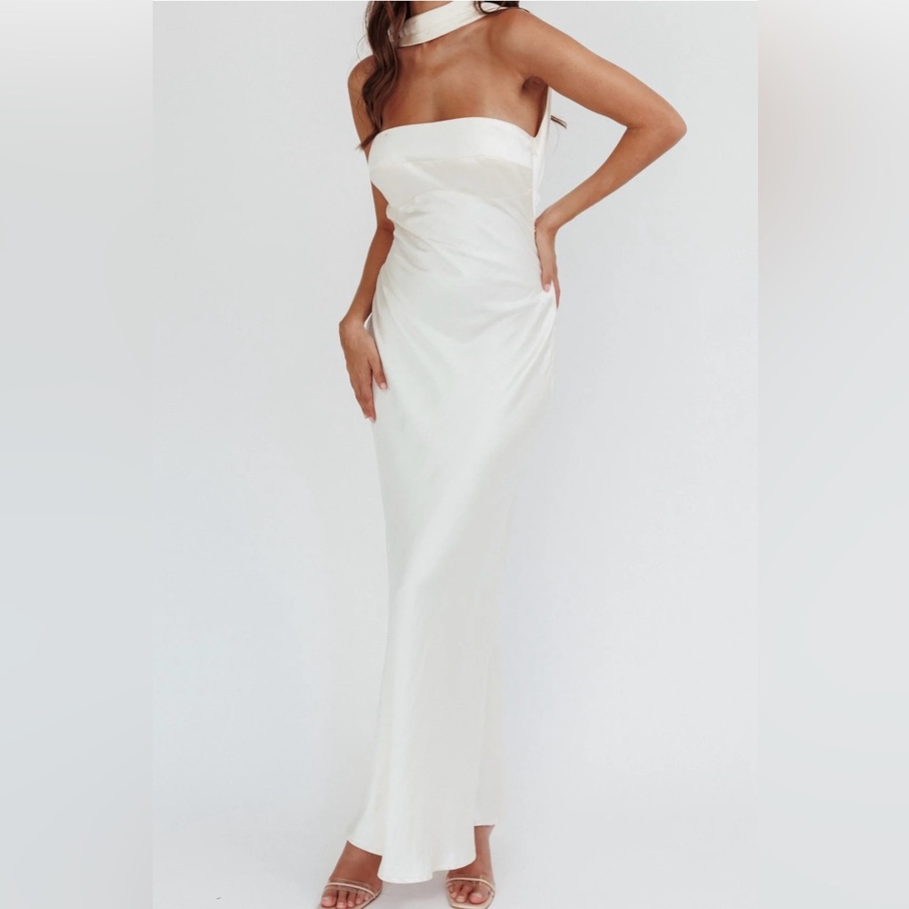 Damsel Reverse Halter Maxi Dress - Oyster